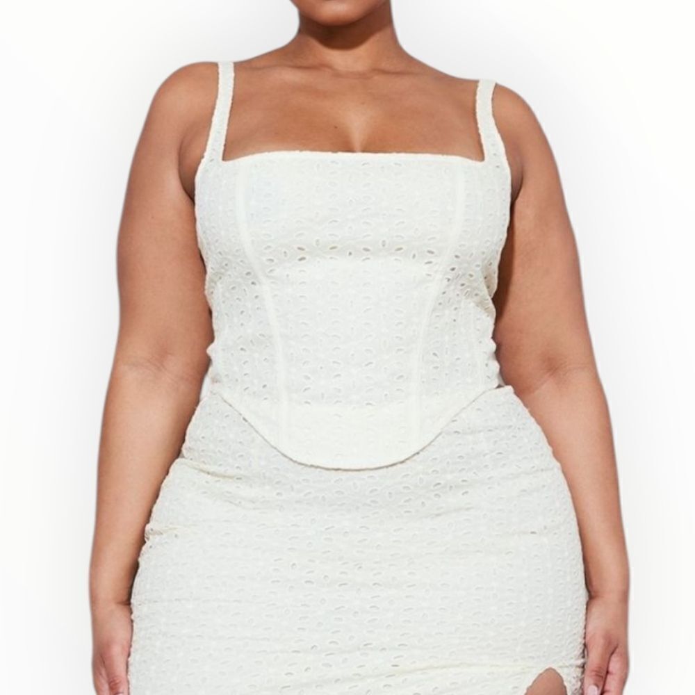 Pretty Little Thing Cream Broderie Anglaise Corset, 12